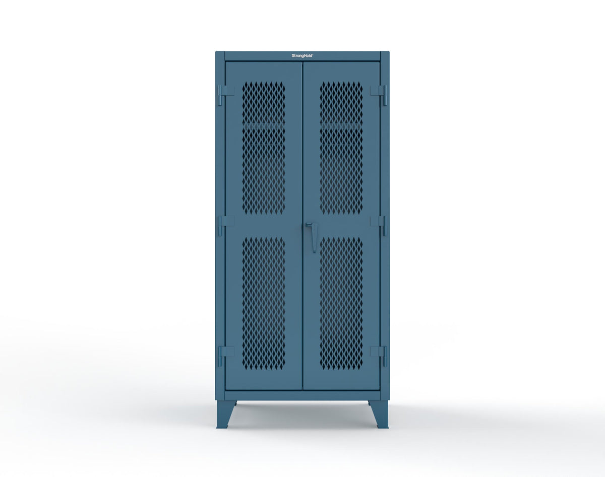 Extreme Duty 12 GA Uniform Ventilated (Diamond) Cabinet with Hanger Rod, 1 Shelf - 36 In. W x 24 In. D x 78 In. H - 36-V-WR-241-5010