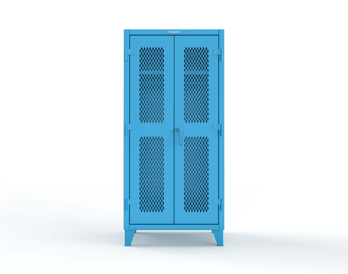 Extreme Duty 12 GA Uniform Ventilated (Diamond) Cabinet with Hanger Rod, 1 Shelf - 36 In. W x 24 In. D x 78 In. H - 36-V-WR-241-5012