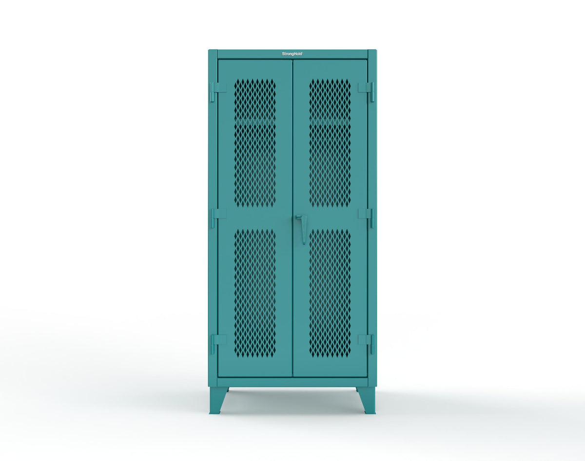 Extreme Duty 12 GA Uniform Ventilated (Diamond) Cabinet with Hanger Rod, 1 Shelf - 36 In. W x 24 In. D x 78 In. H - 36-V-WR-241-5021