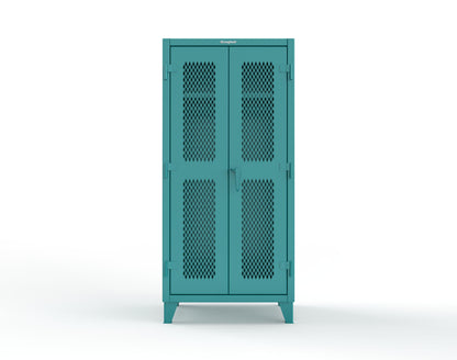 Extreme Duty 12 GA Uniform Ventilated (Diamond) Cabinet with Hanger Rod, 1 Shelf - 36 In. W x 24 In. D x 78 In. H - 36-V-WR-241-5021