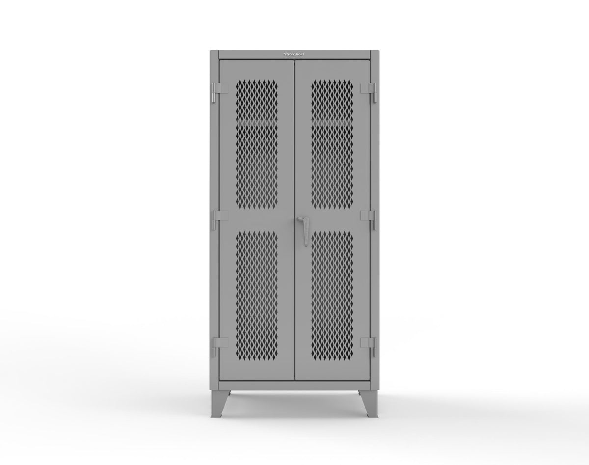 Extreme Duty 12 GA Uniform Ventilated (Diamond) Cabinet with Hanger Rod, 1 Shelf - 36 In. W x 24 In. D x 78 In. H - 36-V-WR-241-7037