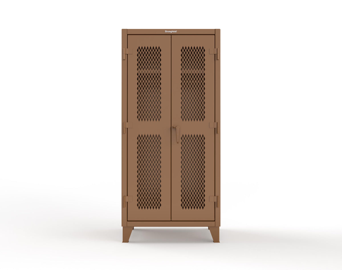 Extreme Duty 12 GA Uniform Ventilated (Diamond) Cabinet with Hanger Rod, 1 Shelf - 36 In. W x 24 In. D x 78 In. H - 36-V-WR-241-8025