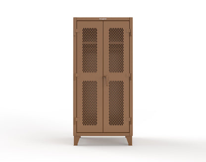 Extreme Duty 12 GA Uniform Ventilated (Diamond) Cabinet with Hanger Rod, 1 Shelf - 36 In. W x 24 In. D x 78 In. H - 36-V-WR-241-8025
