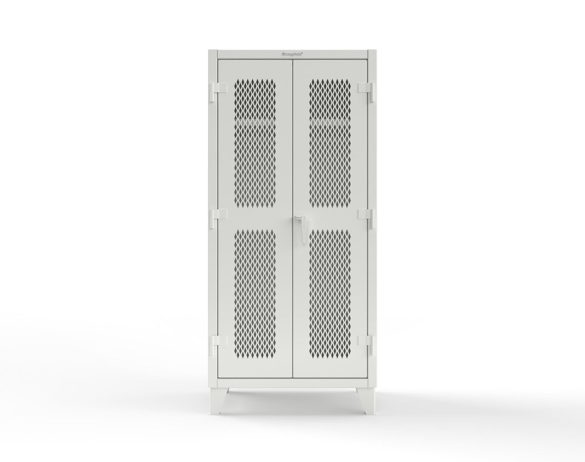 Extreme Duty 12 GA Uniform Ventilated (Diamond) Cabinet with Hanger Rod, 1 Shelf - 36 In. W x 24 In. D x 78 In. H - 36-V-WR-241-9003