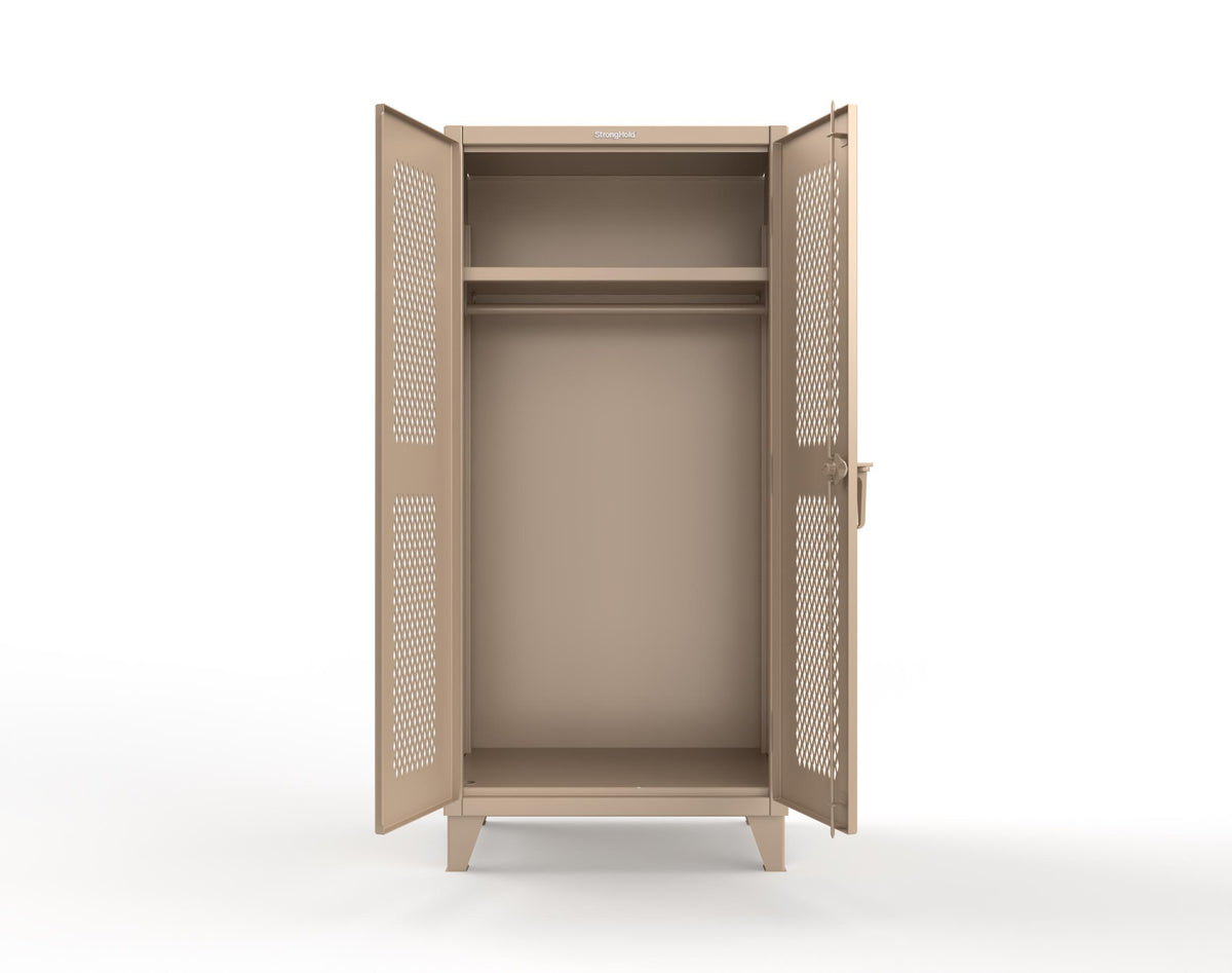 Extreme Duty 12 GA Uniform Ventilated (Diamond) Cabinet with Hanger Rod, 1 Shelf - 36 In. W x 24 In. D x 78 In. H - 36-V-WR-241-1019