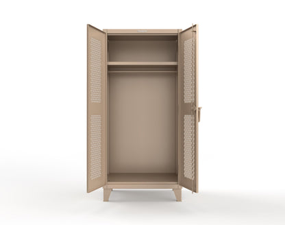 Extreme Duty 12 GA Uniform Ventilated (Diamond) Cabinet with Hanger Rod, 1 Shelf - 36 In. W x 24 In. D x 78 In. H - 36-V-WR-241-1019