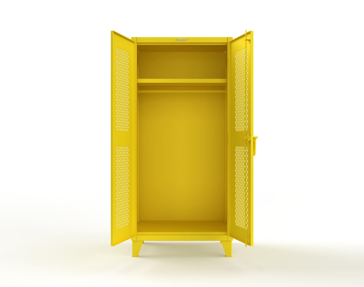 Extreme Duty 12 GA Uniform Ventilated (Diamond) Cabinet with Hanger Rod, 1 Shelf - 36 In. W x 24 In. D x 78 In. H - 36-V-WR-241-1023