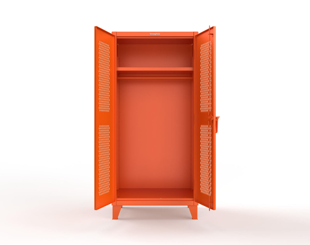 Extreme Duty 12 GA Uniform Ventilated (Diamond) Cabinet with Hanger Rod, 1 Shelf - 36 In. W x 24 In. D x 78 In. H - 36-V-WR-241-2004