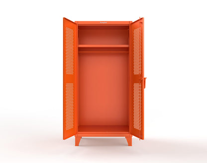 Extreme Duty 12 GA Uniform Ventilated (Diamond) Cabinet with Hanger Rod, 1 Shelf - 36 In. W x 24 In. D x 78 In. H - 36-V-WR-241-2004