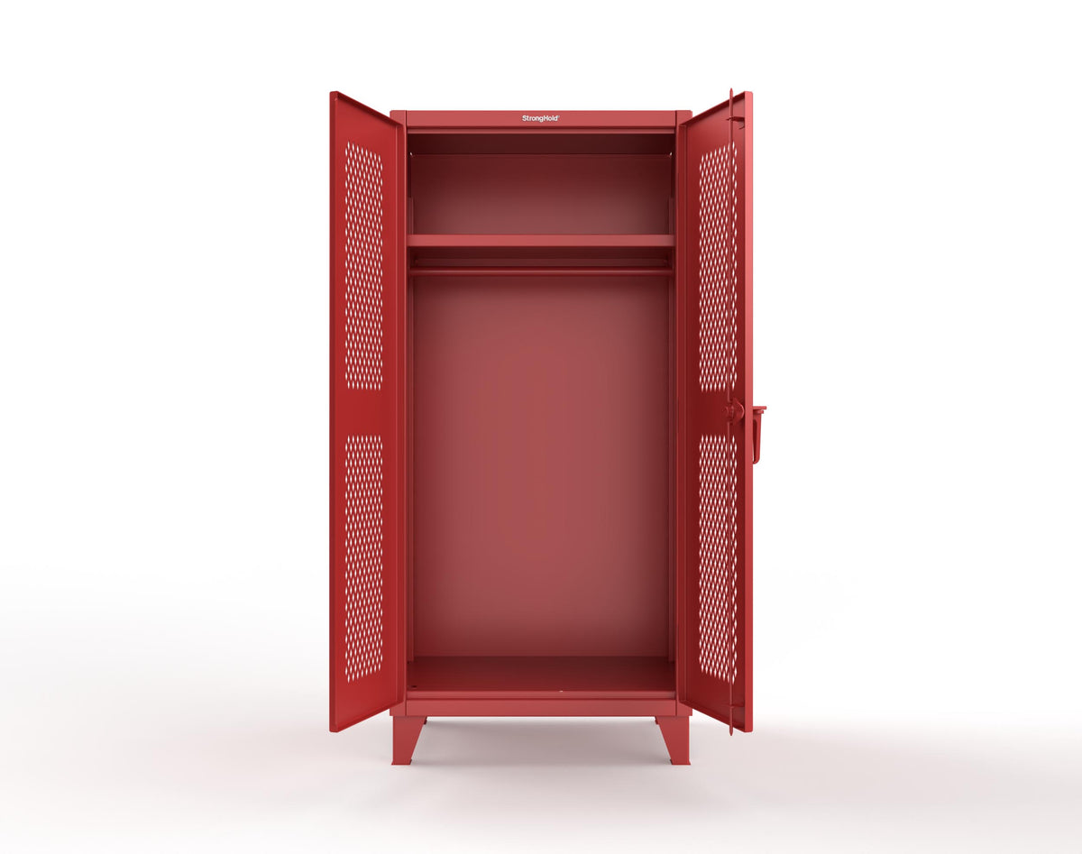 Extreme Duty 12 GA Uniform Ventilated (Diamond) Cabinet with Hanger Rod, 1 Shelf - 36 In. W x 24 In. D x 78 In. H - 36-V-WR-241-3001