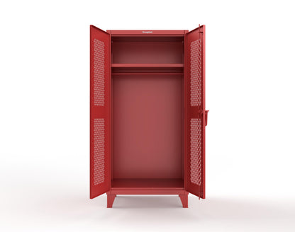 Extreme Duty 12 GA Uniform Ventilated (Diamond) Cabinet with Hanger Rod, 1 Shelf - 36 In. W x 24 In. D x 78 In. H - 36-V-WR-241-3001