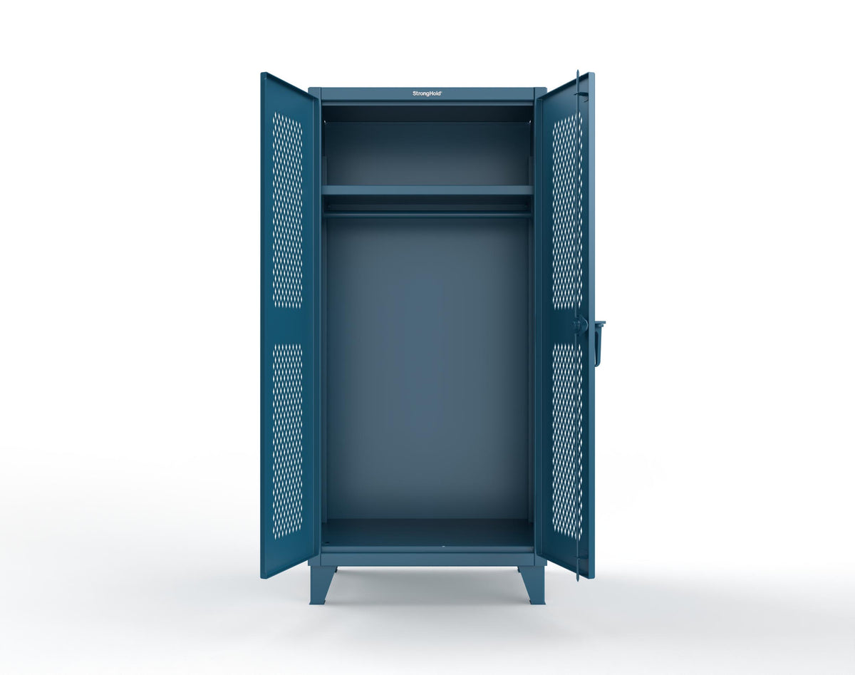 Extreme Duty 12 GA Uniform Ventilated (Diamond) Cabinet with Hanger Rod, 1 Shelf - 36 In. W x 24 In. D x 78 In. H - 36-V-WR-241-5010
