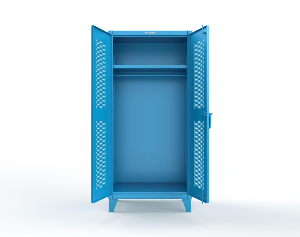 Extreme Duty 12 GA Uniform Ventilated (Diamond) Cabinet with Hanger Rod, 1 Shelf - 36 In. W x 24 In. D x 78 In. H - 36-V-WR-241-5012