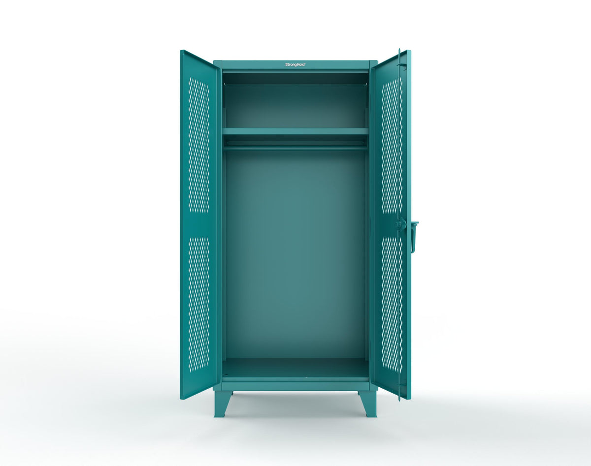 Extreme Duty 12 GA Uniform Ventilated (Diamond) Cabinet with Hanger Rod, 1 Shelf - 36 In. W x 24 In. D x 78 In. H - 36-V-WR-241-5021