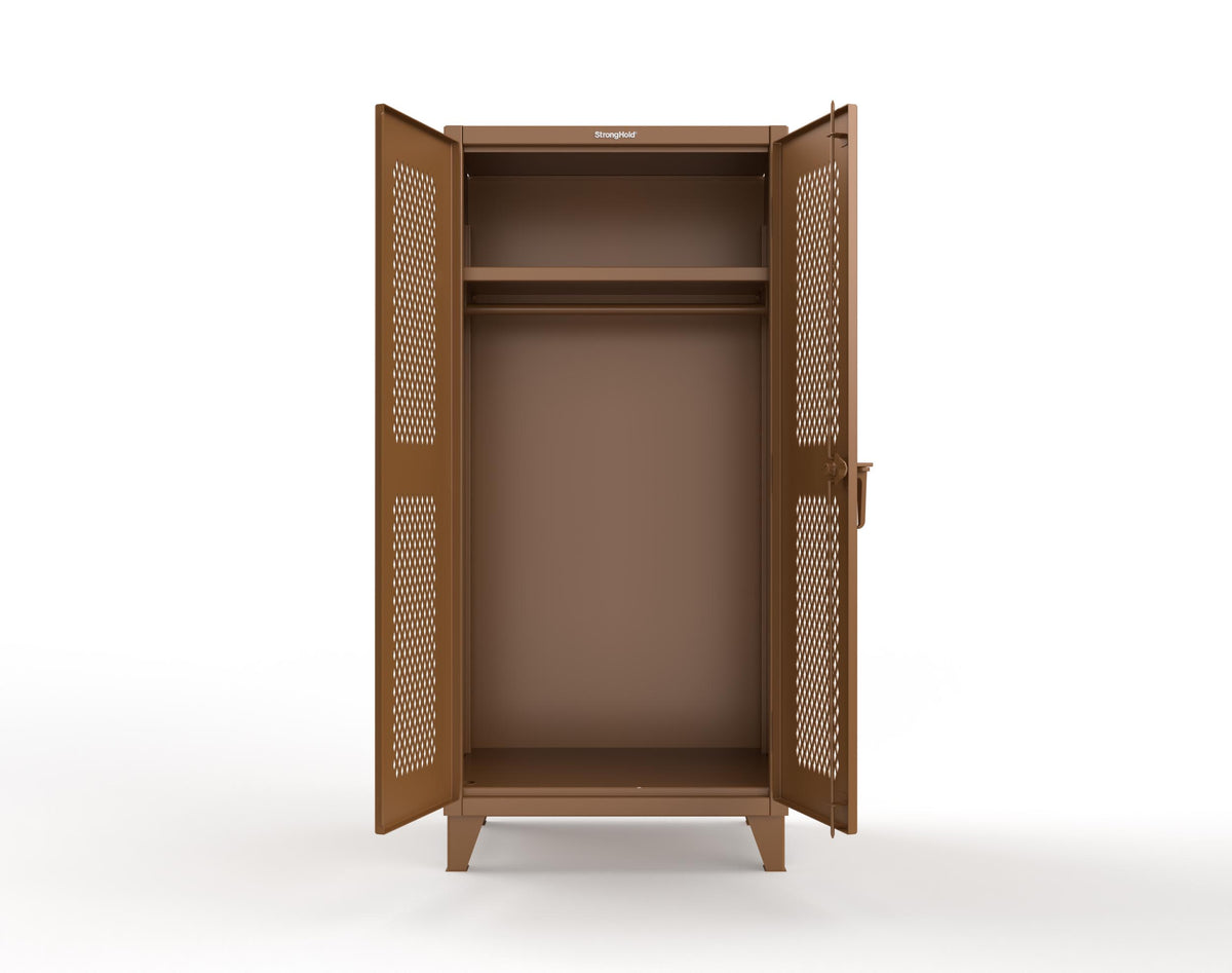 Extreme Duty 12 GA Uniform Ventilated (Diamond) Cabinet with Hanger Rod, 1 Shelf - 36 In. W x 24 In. D x 78 In. H - 36-V-WR-241-8025