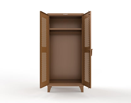 Extreme Duty 12 GA Uniform Ventilated (Diamond) Cabinet with Hanger Rod, 1 Shelf - 36 In. W x 24 In. D x 78 In. H - 36-V-WR-241-8025