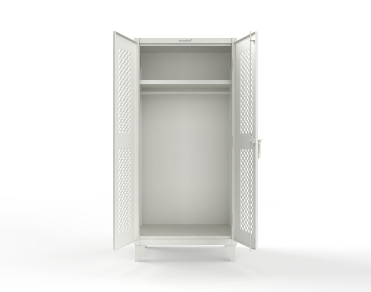 Extreme Duty 12 GA Uniform Ventilated (Diamond) Cabinet with Hanger Rod, 1 Shelf - 36 In. W x 24 In. D x 78 In. H - 36-V-WR-241-9003