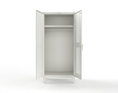 Extreme Duty 12 GA Uniform Ventilated (Diamond) Cabinet with Hanger Rod, 1 Shelf - 36 In. W x 24 In. D x 78 In. H - 36-V-WR-241-9003