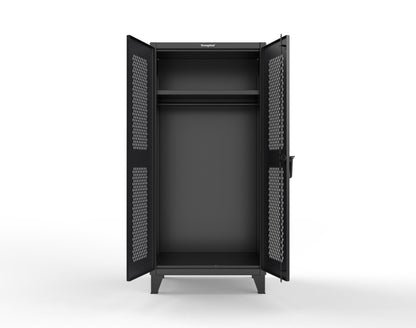 Extreme Duty 12 GA Uniform Ventilated (Diamond) Cabinet with Hanger Rod, 1 Shelf - 36 In. W x 24 In. D x 78 In. H - 36-V-WR-241-9005