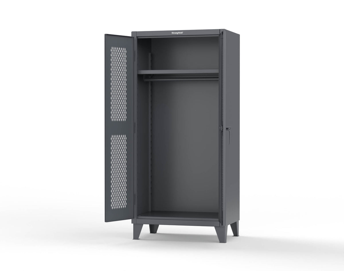 Extreme Duty 12 GA Uniform Ventilated (Diamond) Cabinet with Hanger Rod, 1 Shelf - 36 In. W x 24 In. D x 78 In. H - 36-V-WR-241-7024