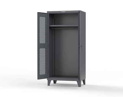 Extreme Duty 12 GA Uniform Ventilated (Diamond) Cabinet with Hanger Rod, 1 Shelf - 36 In. W x 24 In. D x 78 In. H - 36-V-WR-241-7024