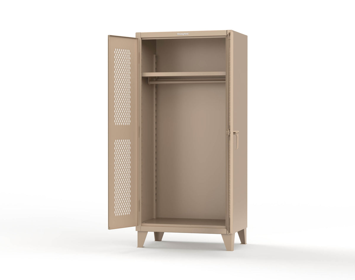 Extreme Duty 12 GA Uniform Ventilated (Diamond) Cabinet with Hanger Rod, 1 Shelf - 36 In. W x 24 In. D x 78 In. H - 36-V-WR-241-1019