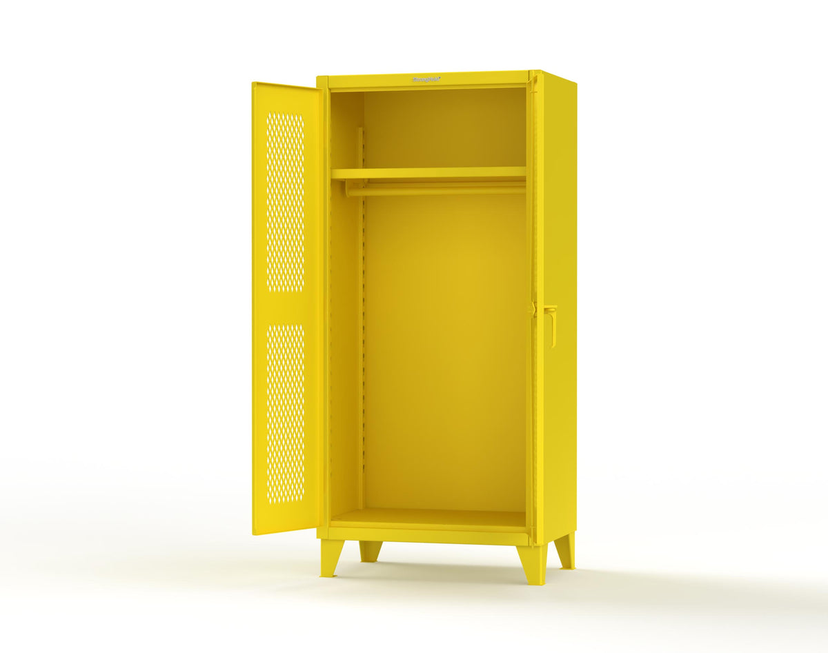 Extreme Duty 12 GA Uniform Ventilated (Diamond) Cabinet with Hanger Rod, 1 Shelf - 36 In. W x 24 In. D x 78 In. H - 36-V-WR-241-1023
