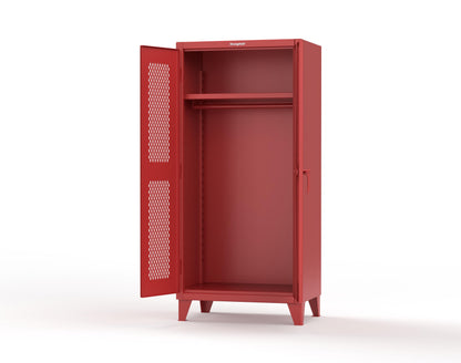 Extreme Duty 12 GA Uniform Ventilated (Diamond) Cabinet with Hanger Rod, 1 Shelf - 36 In. W x 24 In. D x 78 In. H - 36-V-WR-241-3001