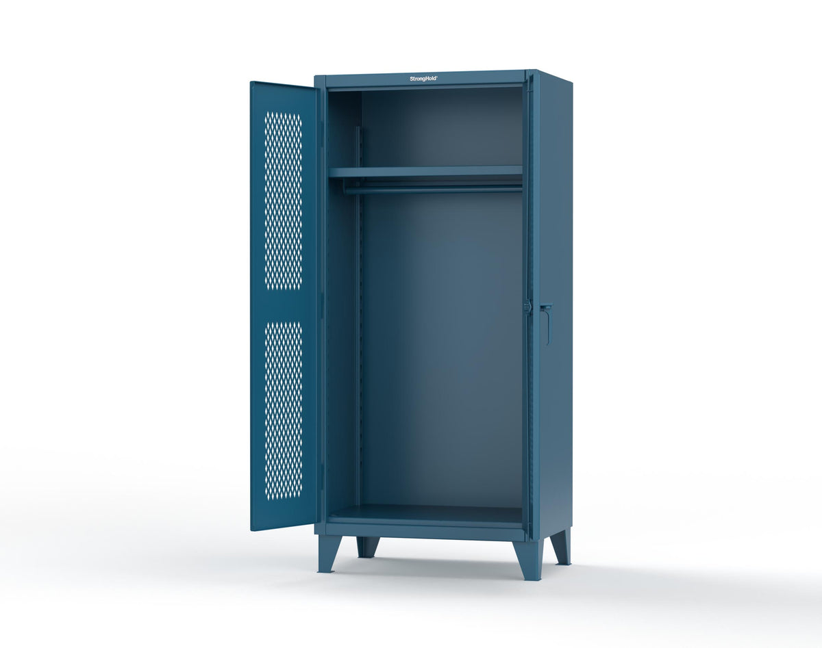 Extreme Duty 12 GA Uniform Ventilated (Diamond) Cabinet with Hanger Rod, 1 Shelf - 36 In. W x 24 In. D x 78 In. H - 36-V-WR-241-5010