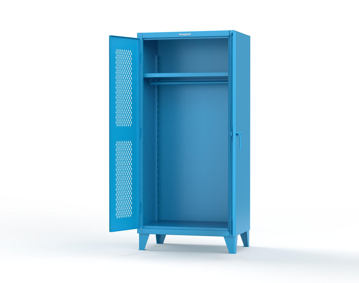 Extreme Duty 12 GA Uniform Ventilated (Diamond) Cabinet with Hanger Rod, 1 Shelf - 36 In. W x 24 In. D x 78 In. H - 36-V-WR-241-5012