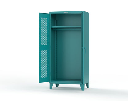 Extreme Duty 12 GA Uniform Ventilated (Diamond) Cabinet with Hanger Rod, 1 Shelf - 36 In. W x 24 In. D x 78 In. H - 36-V-WR-241-5021