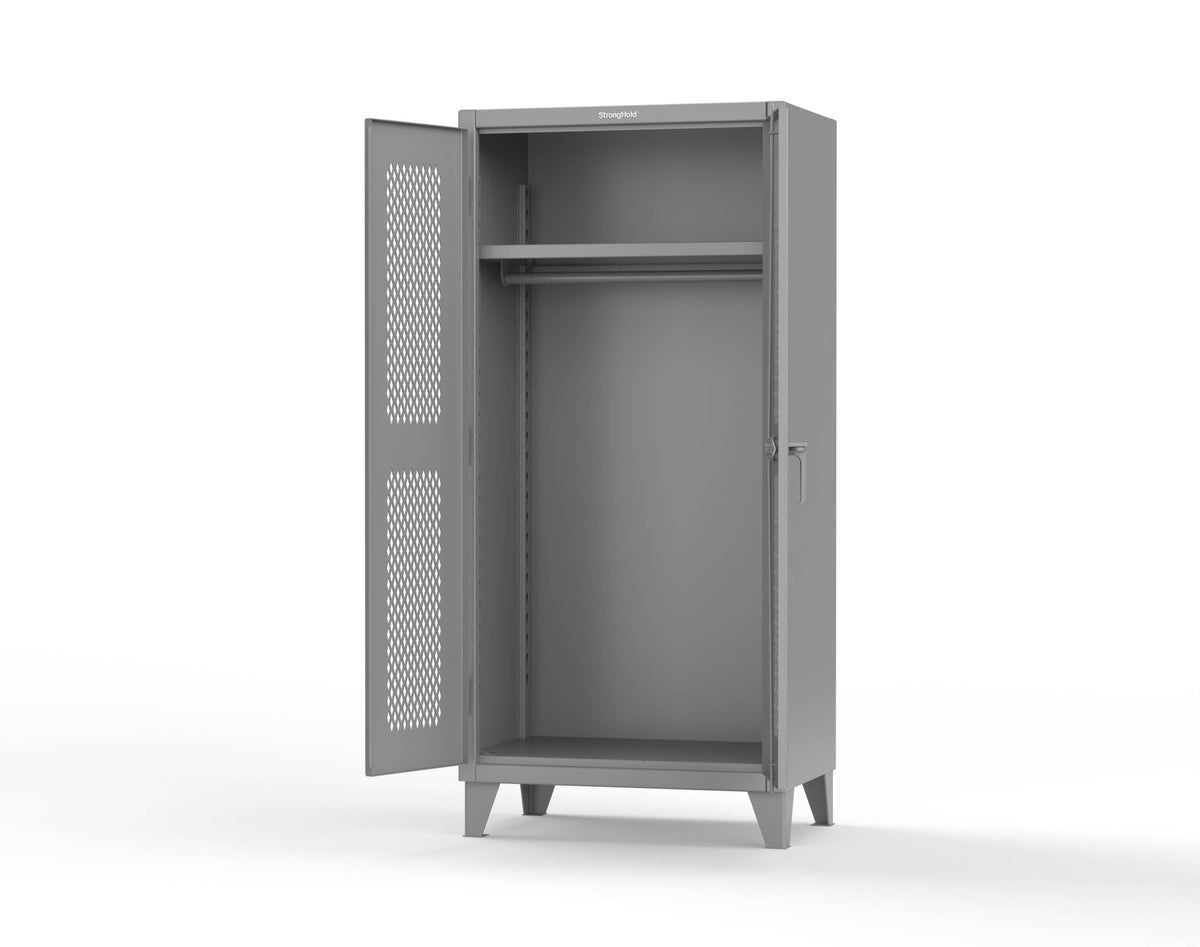 Extreme Duty 12 GA Uniform Ventilated (Diamond) Cabinet with Hanger Rod, 1 Shelf - 36 In. W x 24 In. D x 78 In. H - 36-V-WR-241-7037