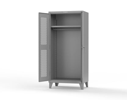 Extreme Duty 12 GA Uniform Ventilated (Diamond) Cabinet with Hanger Rod, 1 Shelf - 36 In. W x 24 In. D x 78 In. H - 36-V-WR-241-7037