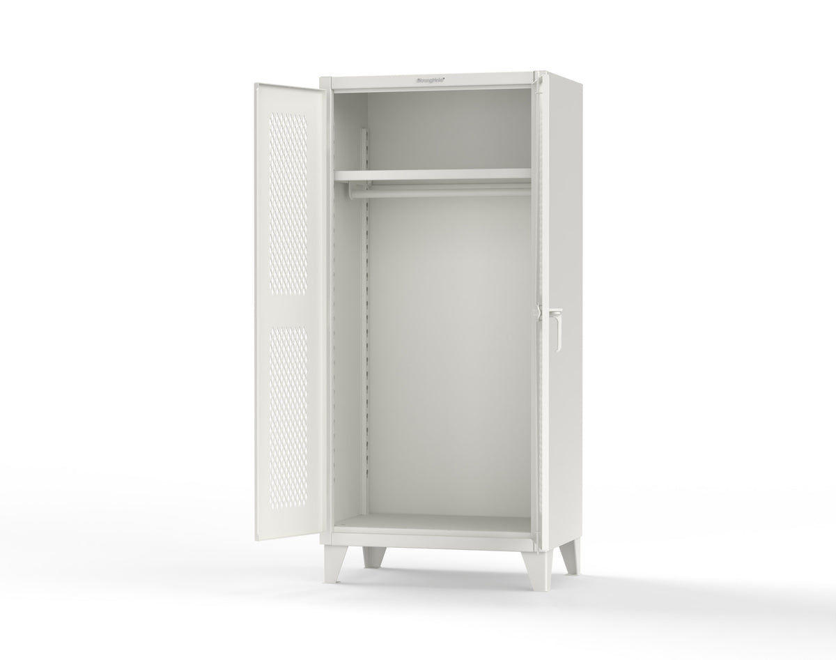 Extreme Duty 12 GA Uniform Ventilated (Diamond) Cabinet with Hanger Rod, 1 Shelf - 36 In. W x 24 In. D x 78 In. H - 36-V-WR-241-9003