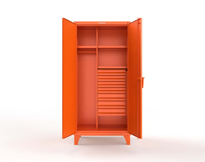 Extreme Duty 12 GA Uniform Cabinet with 7 Drawers, Pegboard, 3 Shelves - 36 In. W x 24 In. D x 78 In. H - 36-W-243-7DB-PB-2009