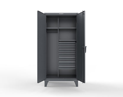 Extreme Duty 12 GA Uniform Cabinet with 7 Drawers, Pegboard, 3 Shelves - 36 In. W x 24 In. D x 78 In. H - 36-W-243-7DB-PB-7024 