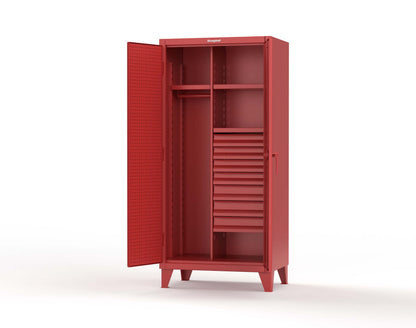 Extreme Duty 12 GA Uniform Cabinet with 7 Drawers, Pegboard, 3 Shelves - 36 In. W x 24 In. D x 78 In. H - 36-W-243-7DB-PB-3001