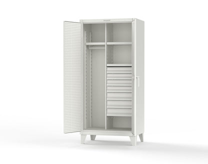 Extreme Duty 12 GA Uniform Cabinet with 7 Drawers, Pegboard, 3 Shelves - 36 In. W x 24 In. D x 78 In. H - 36-W-243-7DB-PB-9003