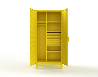 Extreme Duty 12 GA Uniform Cabinet with 4 Drawers, Pegboard, 4 Shelves - 36 In. W x 24 In. D x 78 In. H - 36-W-244-4DB-PB-1021