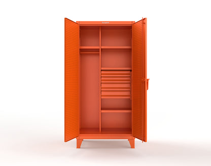 Extreme Duty 12 GA Uniform Cabinet with 4 Drawers, Pegboard, 4 Shelves - 36 In. W x 24 In. D x 78 In. H - 36-W-244-4DB-PB-2009