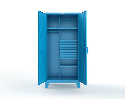 Extreme Duty 12 GA Uniform Cabinet with 4 Drawers, Pegboard, 4 Shelves - 36 In. W x 24 In. D x 78 In. H - 36-W-244-4DB-PB-5012