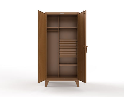 Extreme Duty 12 GA Uniform Cabinet with 4 Drawers, Pegboard, 4 Shelves - 36 In. W x 24 In. D x 78 In. H - 36-W-244-4DB-PB-8008