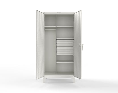 Extreme Duty 12 GA Uniform Cabinet with 4 Drawers, Pegboard, 4 Shelves - 36 In. W x 24 In. D x 78 In. H - 36-W-244-4DB-PB-9003