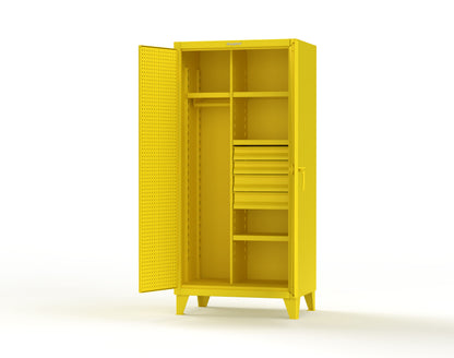 Extreme Duty 12 GA Uniform Cabinet with 4 Drawers, Pegboard, 4 Shelves - 36 In. W x 24 In. D x 78 In. H - 36-W-244-4DB-PB-1021