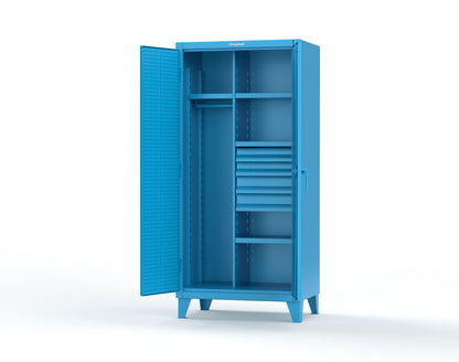 Extreme Duty 12 GA Uniform Cabinet with 4 Drawers, Pegboard, 4 Shelves - 36 In. W x 24 In. D x 78 In. H - 36-W-244-4DB-PB-5012