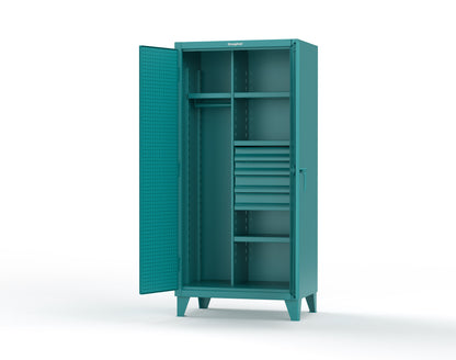 Extreme Duty 12 GA Uniform Cabinet with 4 Drawers, Pegboard, 4 Shelves - 36 In. W x 24 In. D x 78 In. H - 36-W-244-4DB-PB-5021