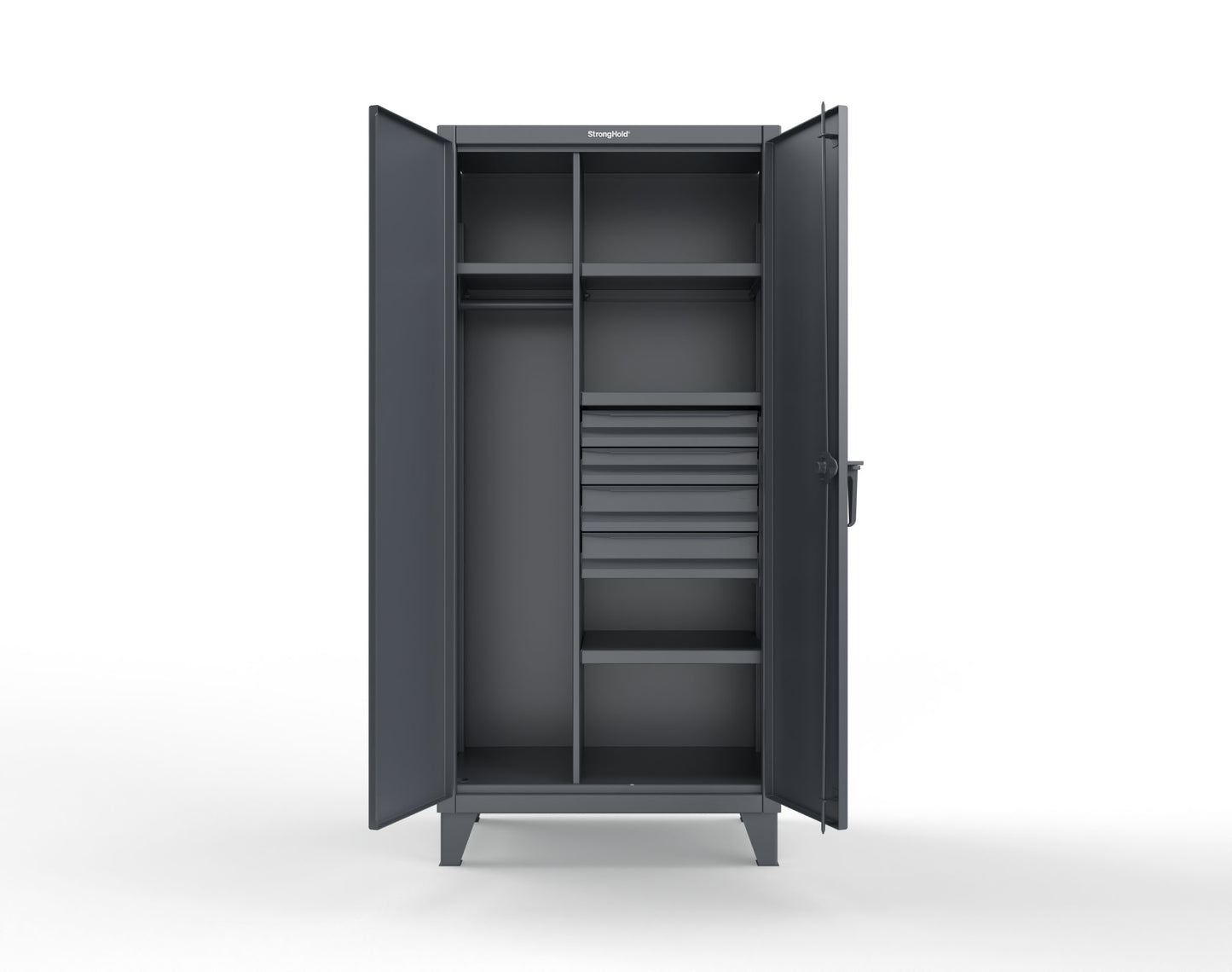 Extreme Duty 12 GA Uniform Cabinet with 4 Drawers, 4 Shelves - 36 In. W x 24 In. D x 78 In. H - 36-W-244-4DB-7024