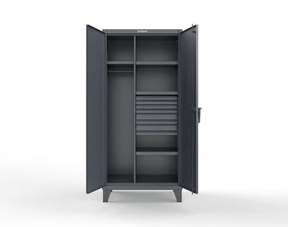 Extreme Duty 12 GA Uniform Cabinet with 4 Drawers, 4 Shelves - 36 In. W x 24 In. D x 78 In. H - 36-W-244-4DB-7024