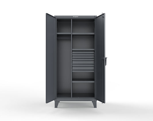 Extreme Duty 12 GA Uniform Cabinet with 4 Drawers, 4 Shelves - 36 In. W x 24 In. D x 78 In. H - 36-W-244-4DB-7024