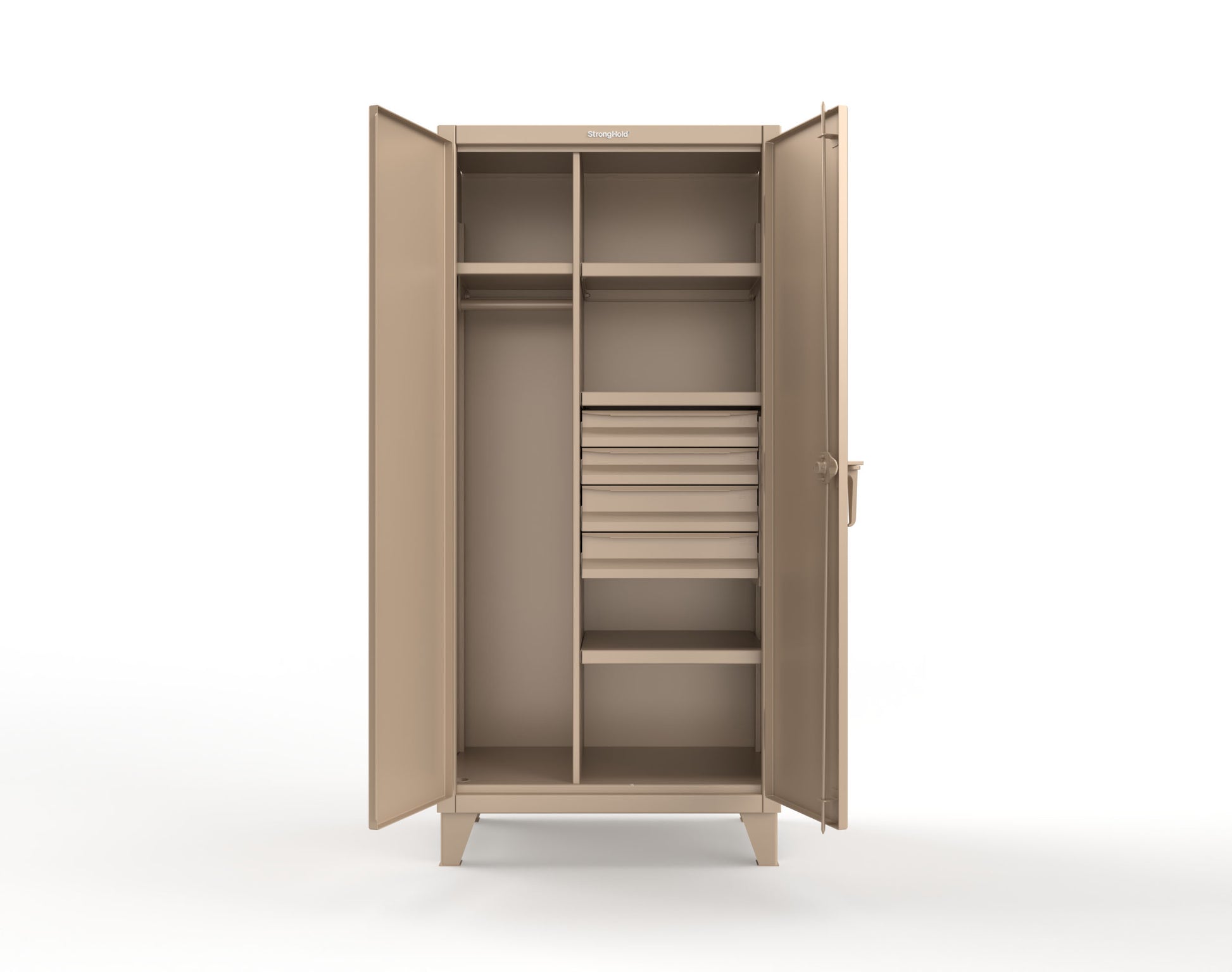 Extreme Duty 12 GA Uniform Cabinet with 4 Drawers, 4 Shelves - 36 In. W x 24 In. D x 78 In. H - 36-W-244-4DB-1019